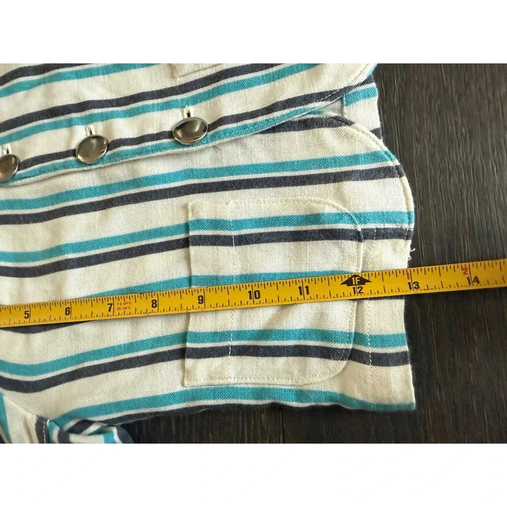Vintage Santone by Juvenile Kids Striped Blazer Jacket Turquoise Navy White Sz 2